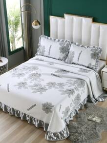 Bộ 3 ga trải giường Polyester phong cách Châu Âu, ga trải giường đa năng, 1 ga trải giường + 2 vỏ gối - Nhiều màu - Xem 2
