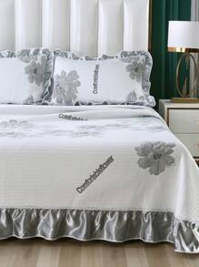 Bộ 3 ga trải giường Polyester phong cách Châu Âu, ga trải giường đa năng, 1 ga trải giường + 2 vỏ gối - Nhiều màu - Xem 4