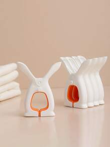 2pcs/set Multifunction Plastic Clothes Peg, Minimalist Two Tone Rabbit Ear Design Windproof Clothespin For Household - White - View 4