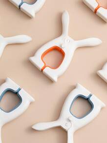 2pcs/set Multifunction Plastic Clothes Peg, Minimalist Two Tone Rabbit Ear Design Windproof Clothespin For Household - White - View 7