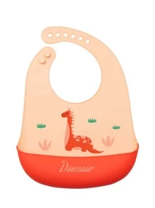 1pc Baby Dinosaur Pattern Silicone Bib - Multicolor - View 1