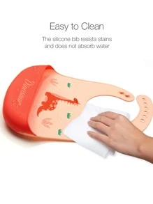 1pc Baby Dinosaur Pattern Silicone Bib - Multicolor - View 5