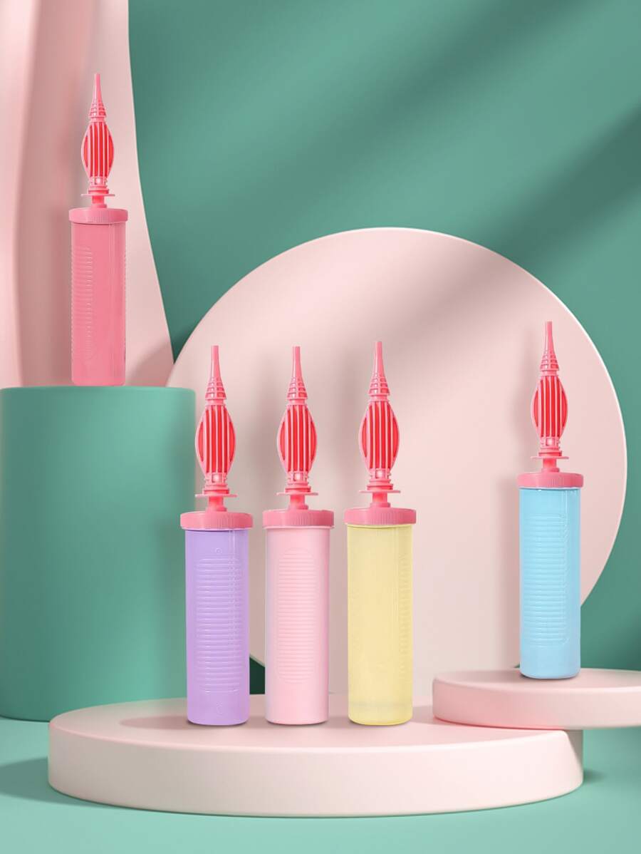 1pc Plastic Balloon Inflator, Two Tone Portable Manual Balloon Pump For Party - Multicolor - View 1