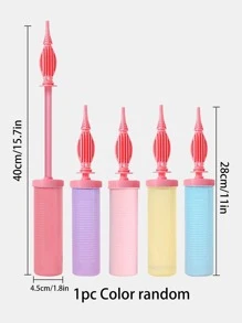 1pc Plastic Balloon Inflator, Two Tone Portable Manual Balloon Pump For Party - Multicolor - View 3