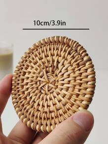 1pc/5pcs-1set Round Rattan Insulated Cup Coasters - Multicolor - View 3