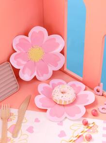 12入組花朵形狀一次性餐盤適用於派對 - 彩色 - 查看 1