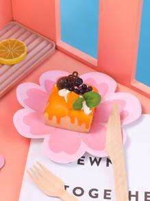 12入組花朵形狀一次性餐盤適用於派對 - 彩色 - 查看 2