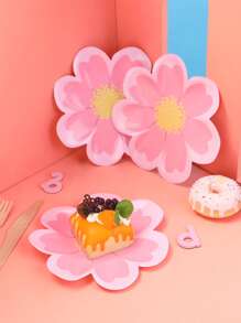 12入組花朵形狀一次性餐盤適用於派對 - 彩色 - 查看 3