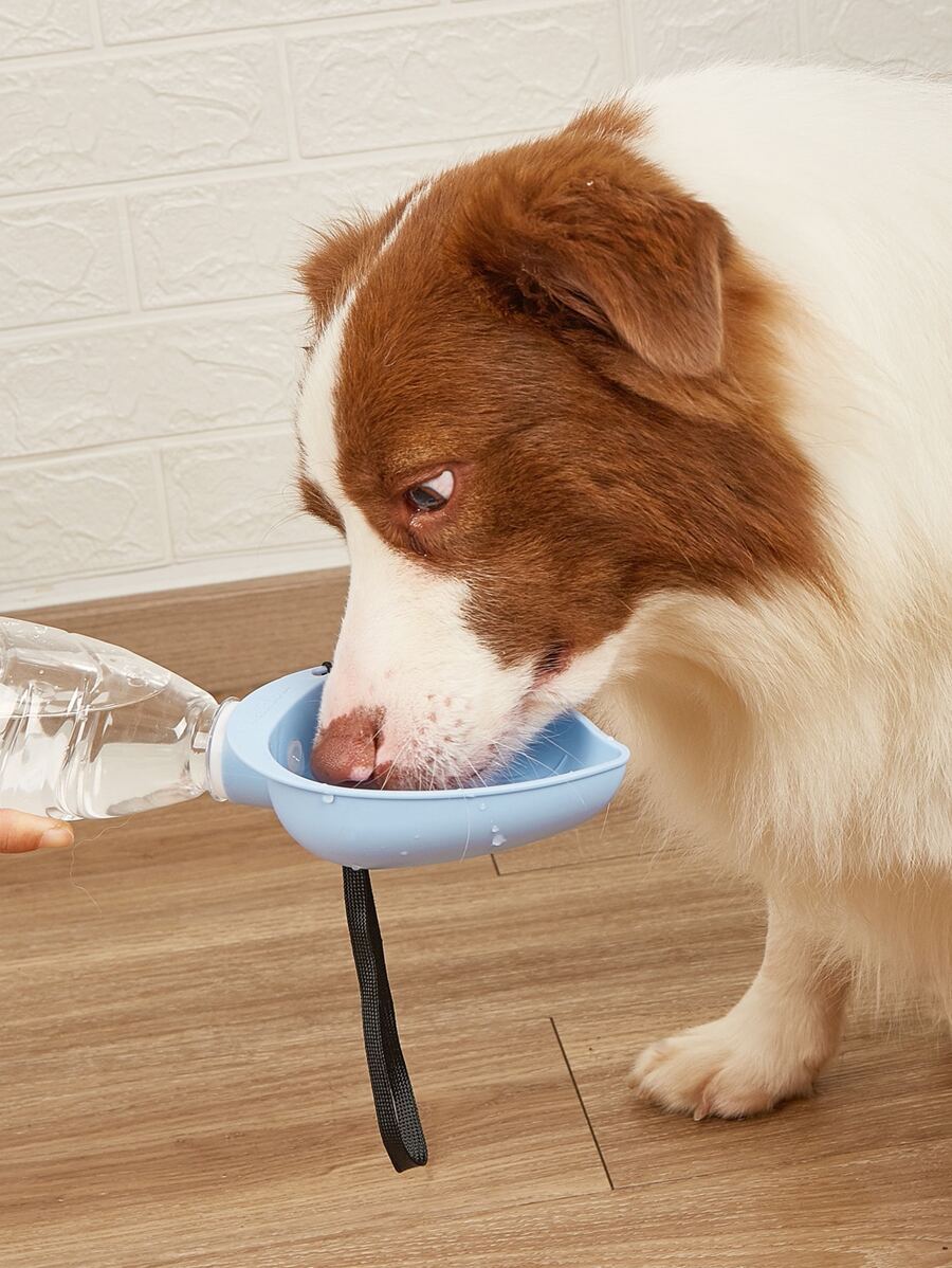 1pc Leaf Design Pet Travel Drinking Bowl - Blue - View 1
