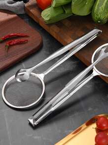 1 dụng cụ lọc lưới thép không gỉ có tay cầm, thìa chao bạc cho nhà bếp - Xám - Xem 7