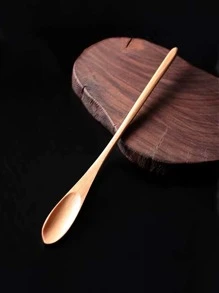 1入組細長柄木勺用於甜點和蜂蜜攪拌棒攪拌勺 - 杏色 - 查看 2