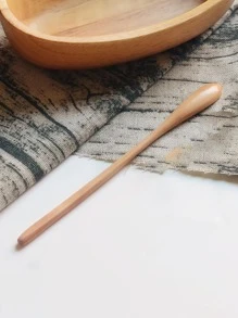1入組細長柄木勺用於甜點和蜂蜜攪拌棒攪拌勺 - 杏色 - 查看 5