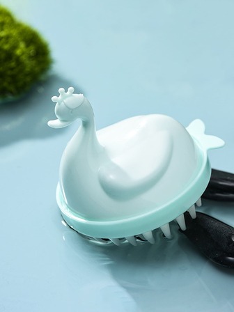 1入組套ABS頭皮按摩器可愛恐龍設計洗髮水按摩刷適用於浴室