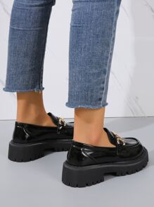 女士金屬裝飾厚底龐克戶外鞋 - 黑色 - 查看 2