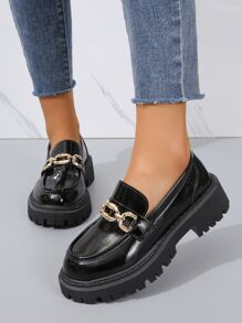 女士金屬裝飾厚底龐克戶外鞋 - 黑色 - 查看 4