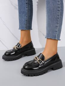 女士金屬裝飾厚底龐克戶外鞋 - 黑色 - 查看 5