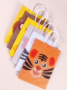 6pcs/set Paper Gift Wrapping Bag, Cartoon Animal Pattern Gift Bag For Party - Multicolor - View 2