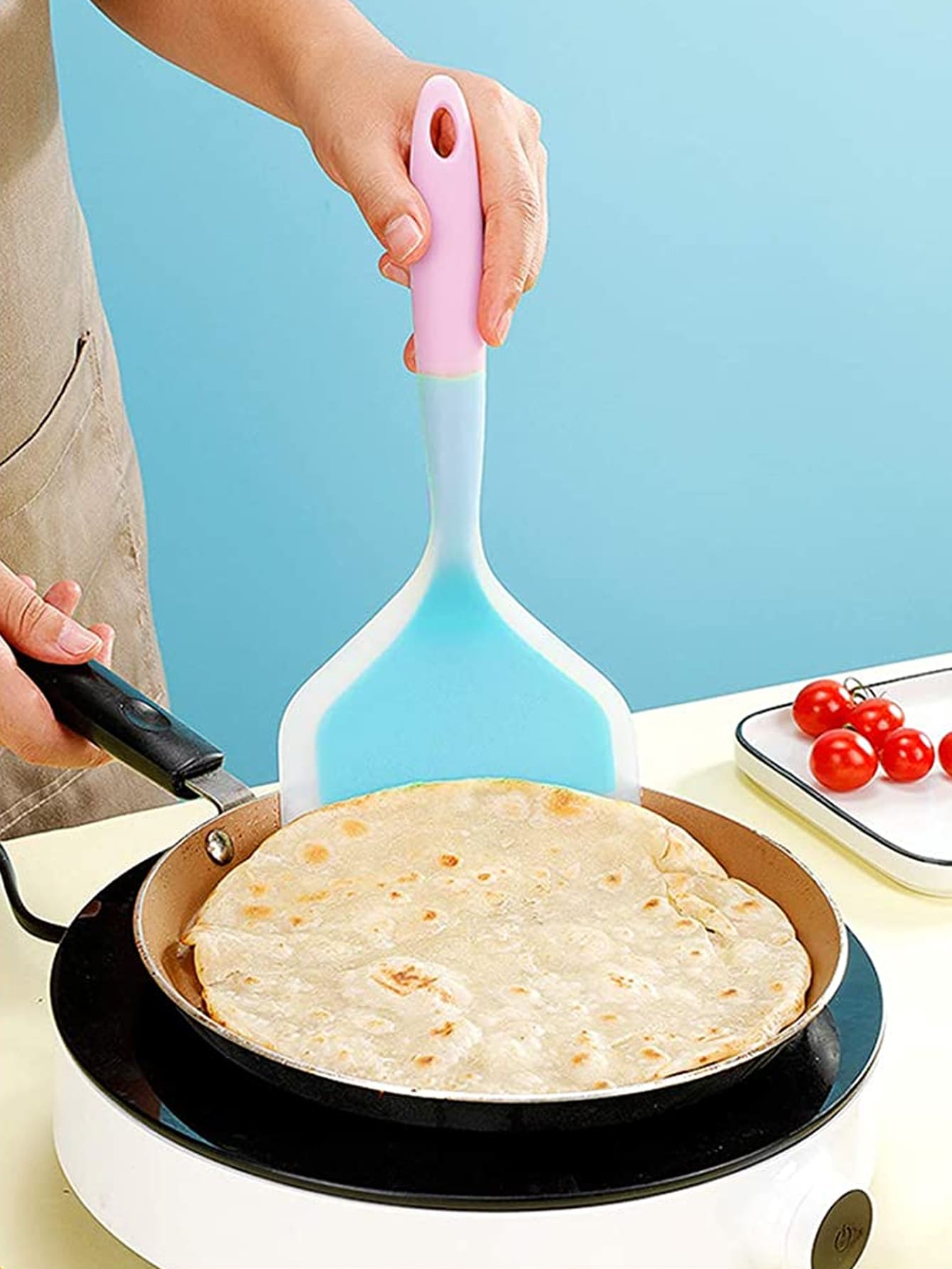 1pc Silicone Cooking Spatula, Non-stick Chef Craft Turner For Kitchen - Blue - View 1