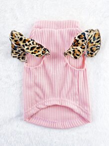 1入組豹紋印花寵物T恤衫 - 粉色 - 查看 1