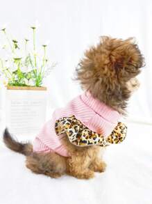 1入組豹紋印花寵物T恤衫 - 粉色 - 查看 2