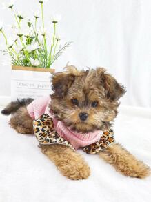 1入組豹紋印花寵物T恤衫 - 粉色 - 查看 3