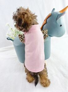 1入組豹紋印花寵物T恤衫 - 粉色 - 查看 4