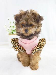 1入組豹紋印花寵物T恤衫 - 粉色 - 查看 5