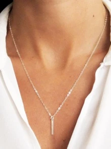 Collar colgante geométrico - Plateado - Ver 1