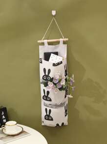 1pc Rabbit Pattern Hanging Storage Bag, Cute Polyester Hanging Organizer For Home - Multicolor - View 2