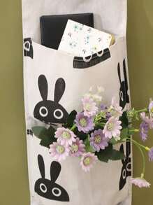 1pc Rabbit Pattern Hanging Storage Bag, Cute Polyester Hanging Organizer For Home - Multicolor - View 3