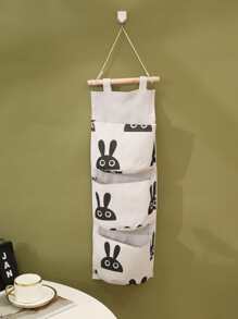 1pc Rabbit Pattern Hanging Storage Bag, Cute Polyester Hanging Organizer For Home - Multicolor - View 4