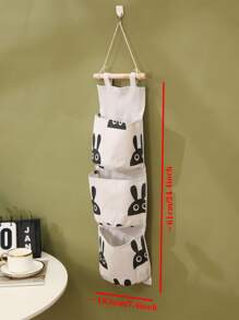 1pc Rabbit Pattern Hanging Storage Bag, Cute Polyester Hanging Organizer For Home - Multicolor - View 5