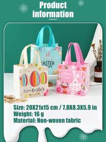 1 pieza Bolsa de envoltura de regalo huevo & con oreja de conejo regalo dulce no-tejido de tela para Pascua de Resurrección - Azul - Ver 2