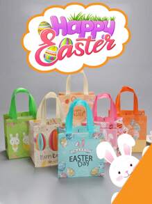 1 pieza Bolsa de envoltura de regalo huevo & con oreja de conejo regalo dulce no-tejido de tela para Pascua de Resurrección - Azul - Ver 4