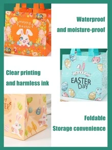 1 pieza Bolsa de envoltura de regalo huevo & con oreja de conejo regalo dulce no-tejido de tela para Pascua de Resurrección - Azul - Ver 3