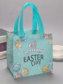 1 pieza Bolsa de envoltura de regalo huevo & con oreja de conejo regalo dulce no-tejido de tela para Pascua de Resurrección - Azul - Ver 1