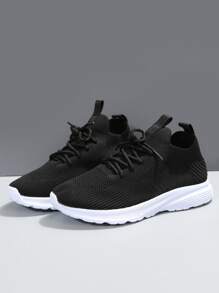 女士輕便最小化彈跳繫帶運動戶外黑色織物運動鞋