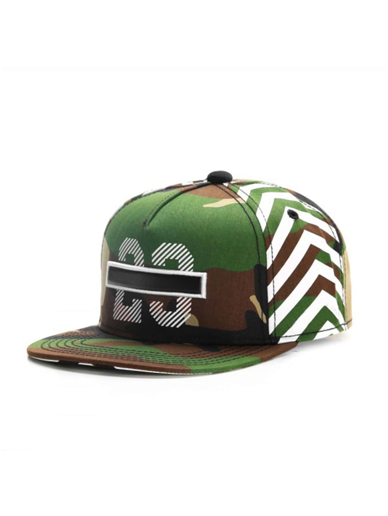 Men Camo Print Hip-Hop Cap - Army Green - View 1