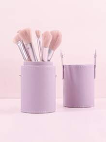 1 pieza liso Cepillo de maquillaje Cubo de almacenamiento - Púrpura malva - Ver 1