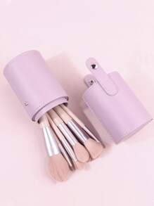 1 pieza liso Cepillo de maquillaje Cubo de almacenamiento - Púrpura malva - Ver 5