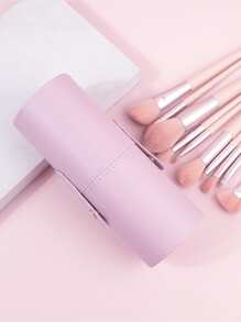 1 pieza liso Cepillo de maquillaje Cubo de almacenamiento - Púrpura malva - Ver 6