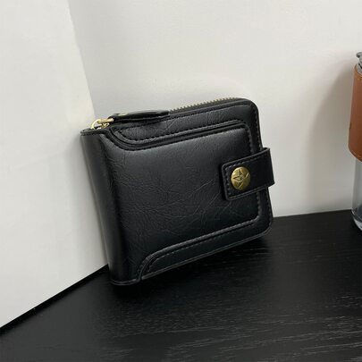 Men Snap Button Small Wallet