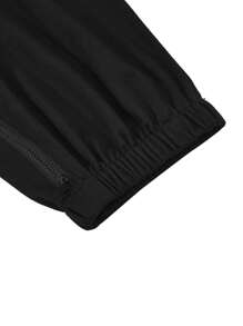 SHEIN LUNE Pantalones deportivos unicolor de cintura elástica - Negro - Ver 4