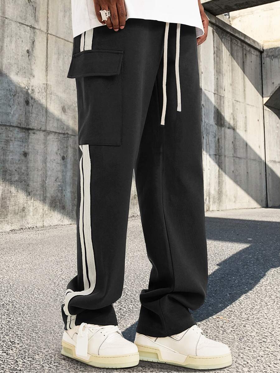 Manfinity Quần thể thao Nam Dây kéo Sọc bên Sọc - màu đen - Xem 1