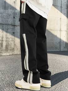 Manfinity Quần thể thao Nam Dây kéo Sọc bên Sọc - màu đen - Xem 5