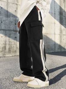 Manfinity Quần thể thao Nam Dây kéo Sọc bên Sọc - màu đen - Xem 7