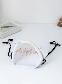 Girls Cartoon Unicorn Design Drawstring Backpack - White - View 3