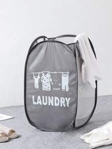 1pc Dirty Clothes Basket Large Dirty Clothes Organizer Basket Kids Dirty Clothes Basket Grid Laundry Basket Home Foldable - Grey - View 1