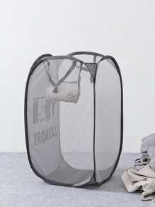 1pc Dirty Clothes Basket Large Dirty Clothes Organizer Basket Kids Dirty Clothes Basket Grid Laundry Basket Home Foldable - Grey - View 2