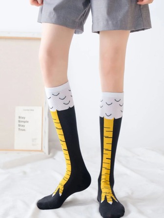 卡通圖案高筒襪
